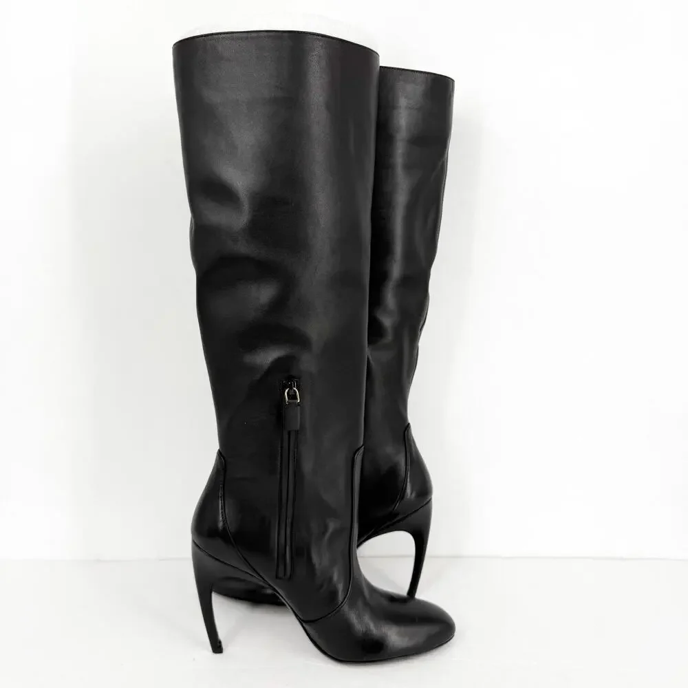 Stuart Weitzman Womens Luxecurve 100 Slouch Boots US 9B Black Leather NWOB